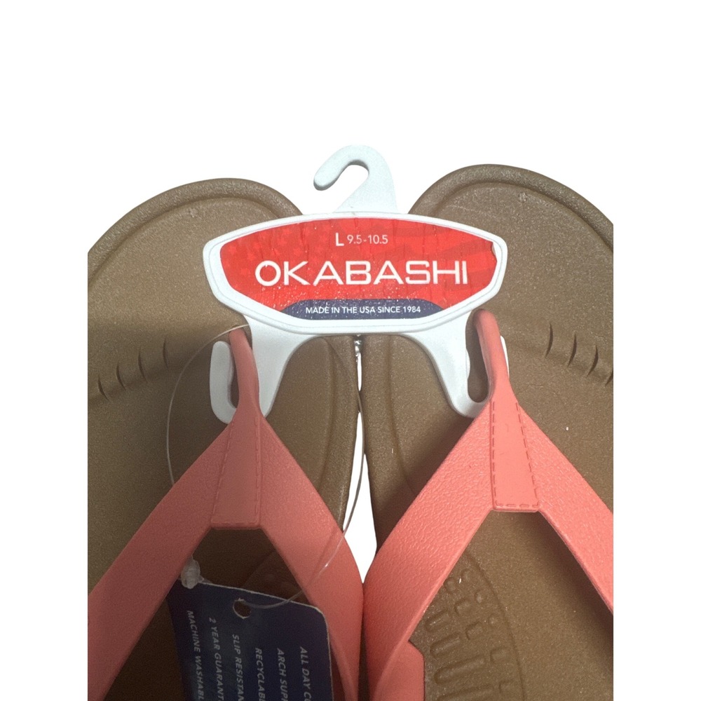 Okabashi Breeze Womens Flip Flops Toffee Coral Size L 9.5-10.5 NWT USA - Picture 3 of 4